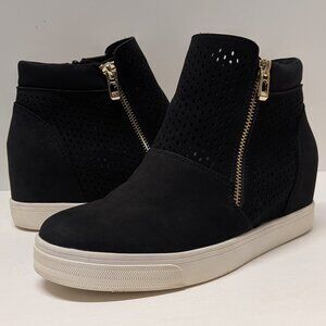Call It Spring Vegan Hidden Wedge Bootie Sneakers in Black